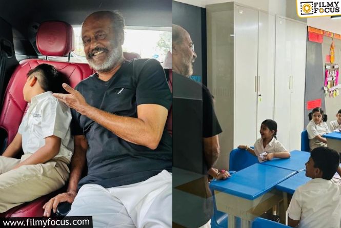 Rajinikanth Takes His Reluctant Grandson To School