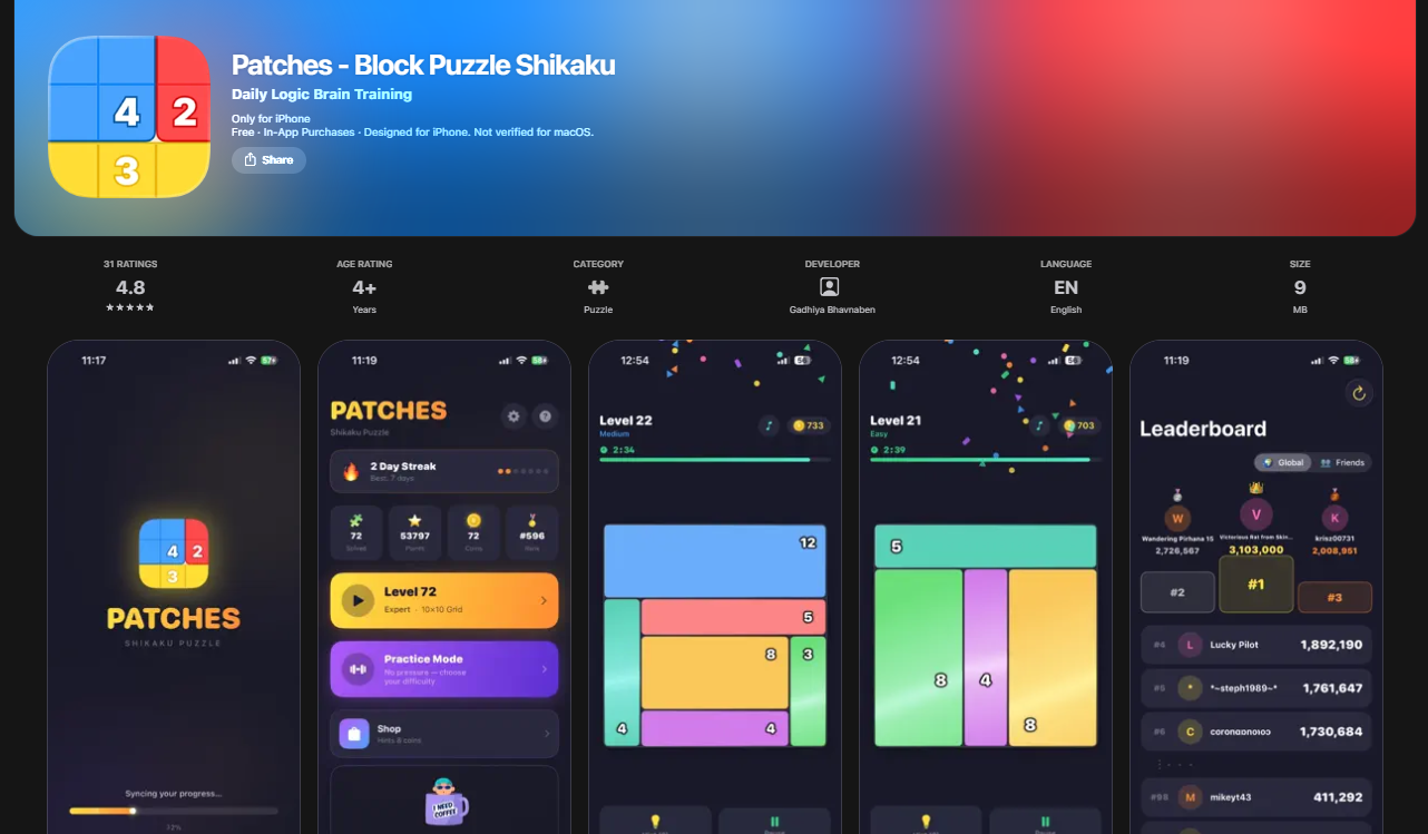 Patches - Block Puzzle Shikaku