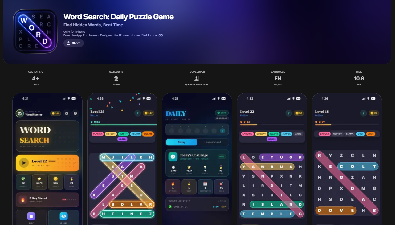 Word Search Daily Puzzle Game