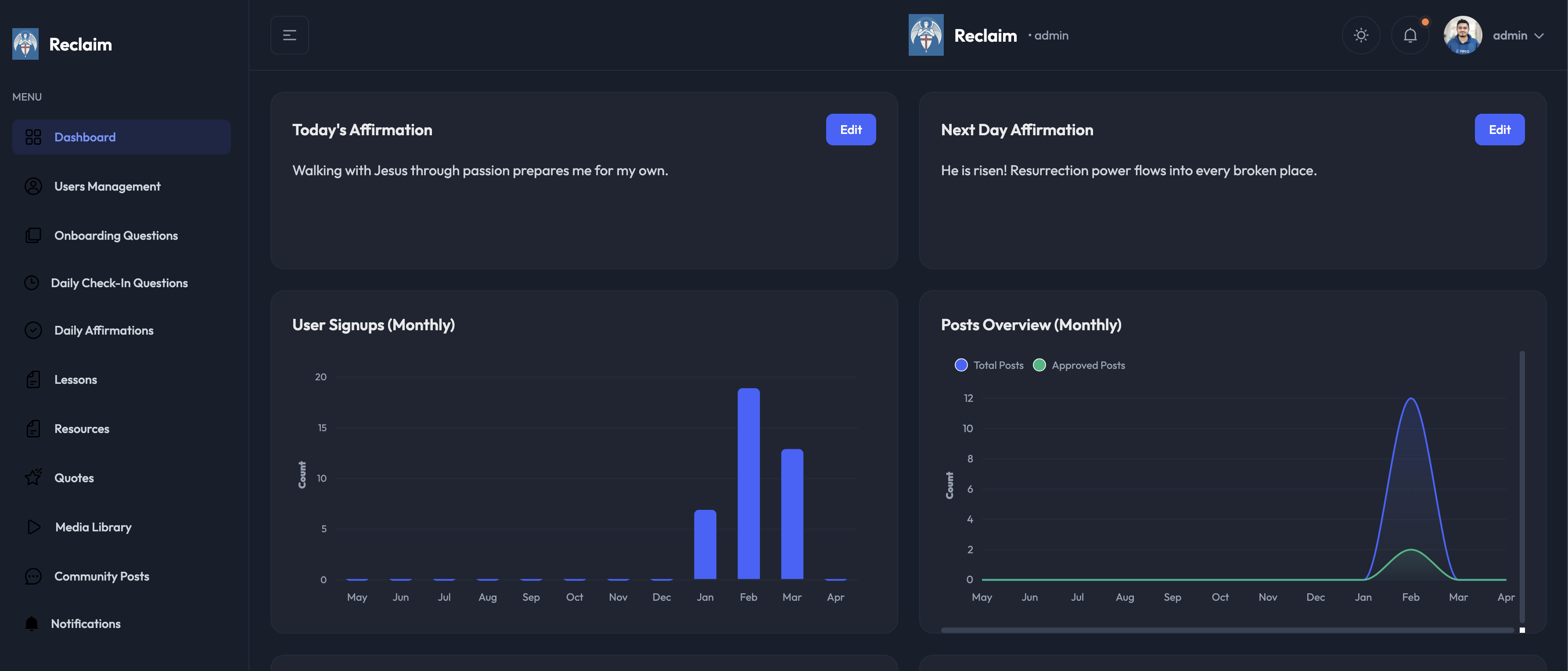 Reclaim Admin Portal