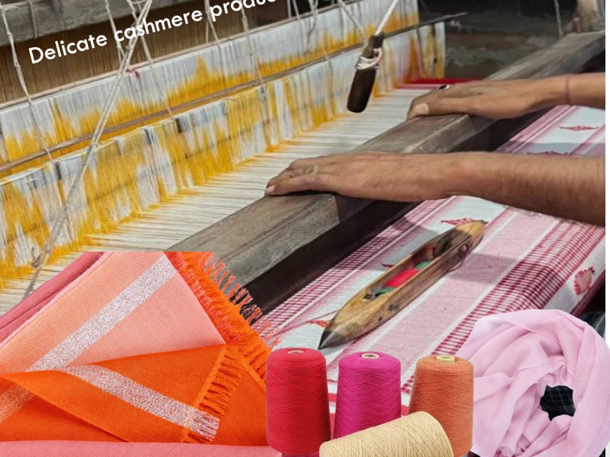 A traditional wooden handloom is a manually operated weaving machine used to produce fabrics such as cashmere, pashmina, silk, wool, cotton, scarves, shawls, stoles and blankets. Nepalese cashmere producers continue to use wooden handlooms for traditional handwoven products.