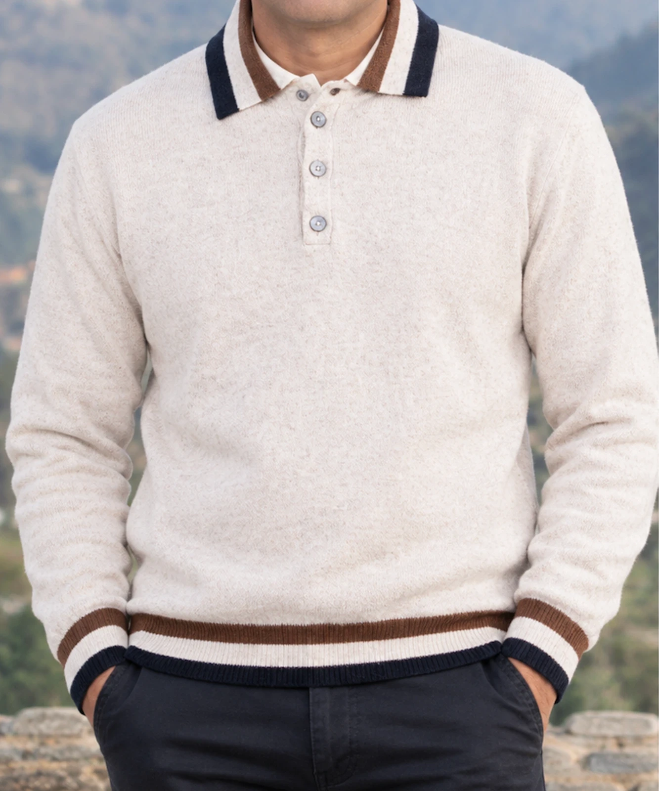 KNB09 - Classic Design Quarter Button  Jumper  detail view