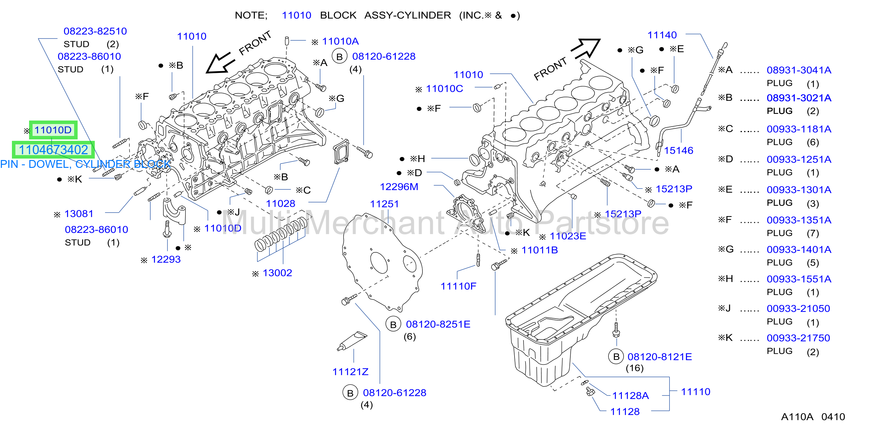 PIN - DOWEL, CYLINDER BLOCK