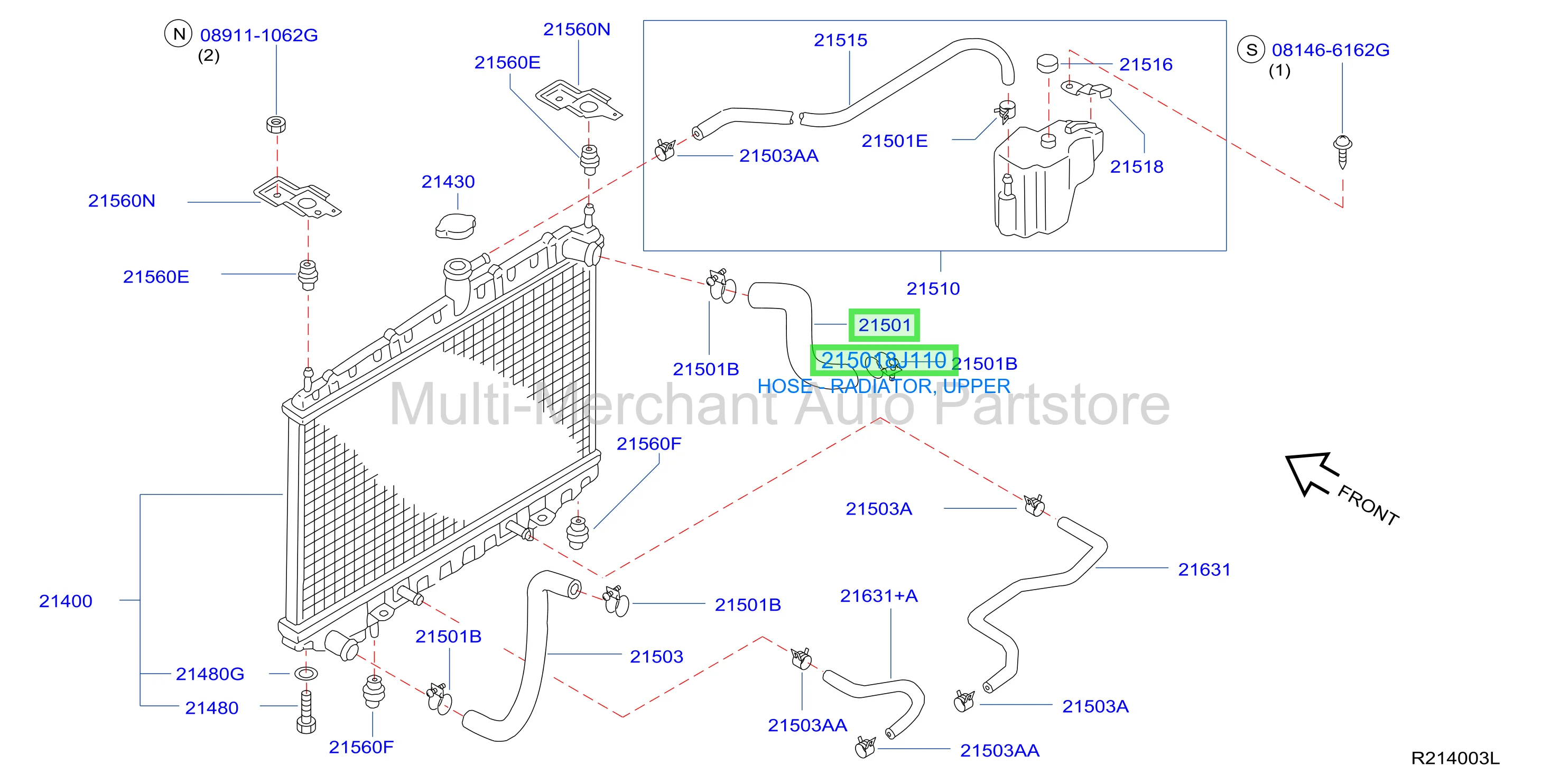 لي خرطوش رديتر ماء فوق