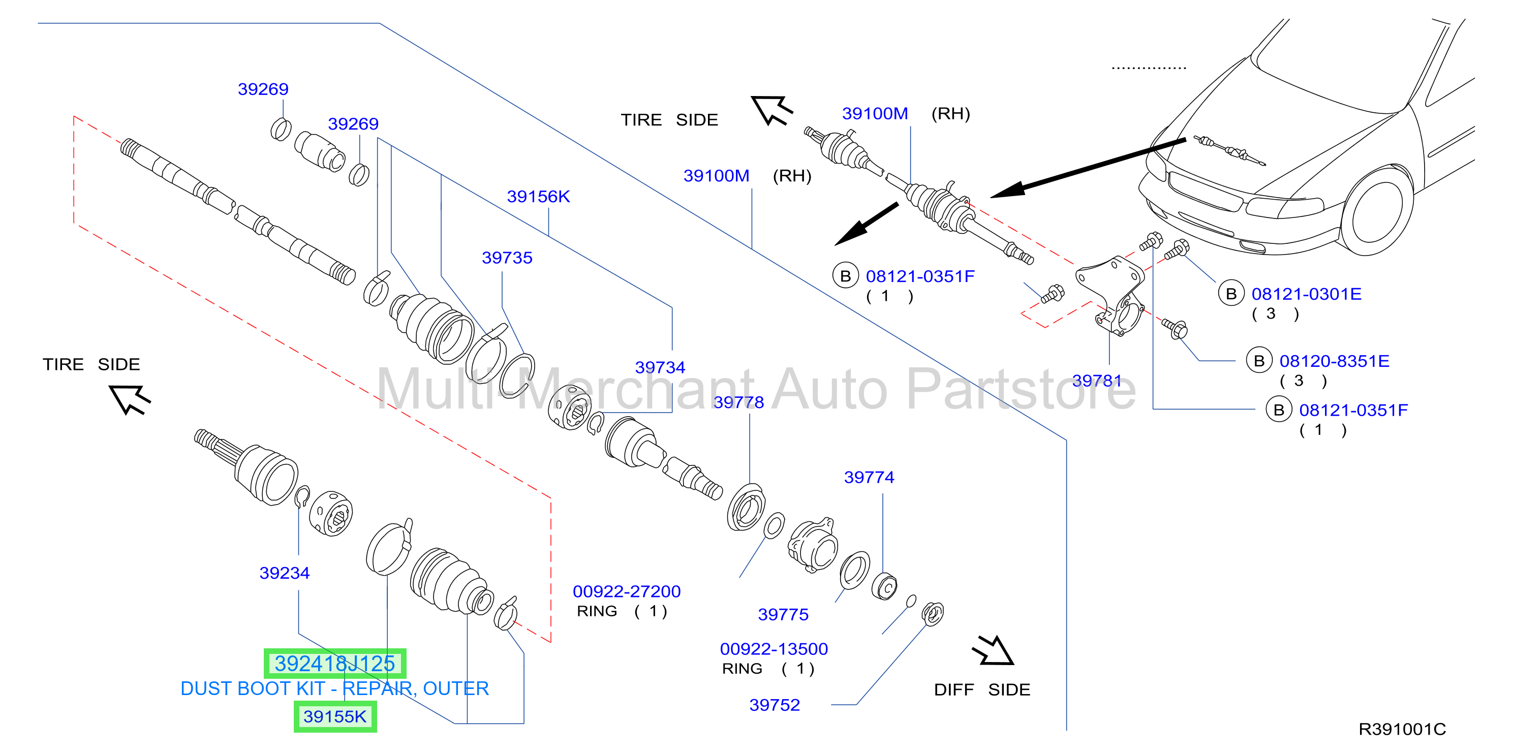 DUST BOOT KIT - REPAIR, OUTER