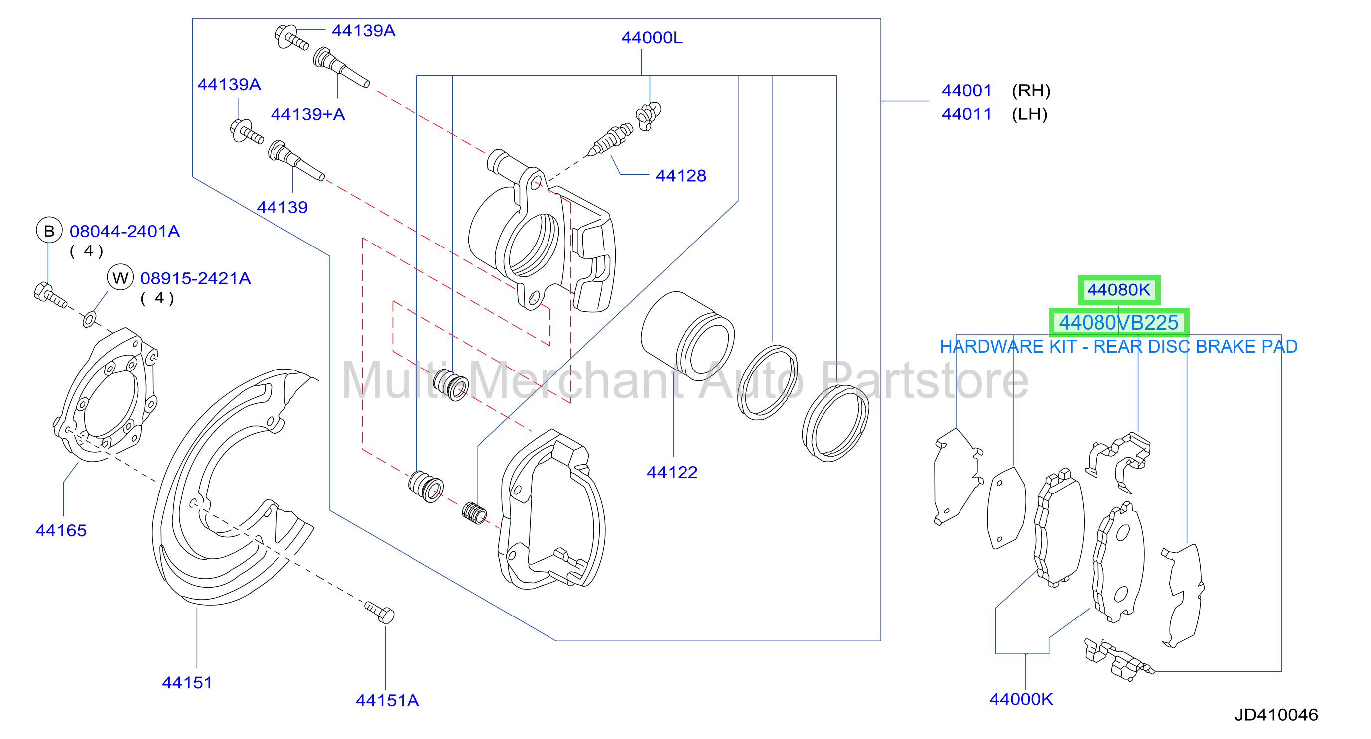 HARDWARE KIT - REAR DISC BRAKE PAD