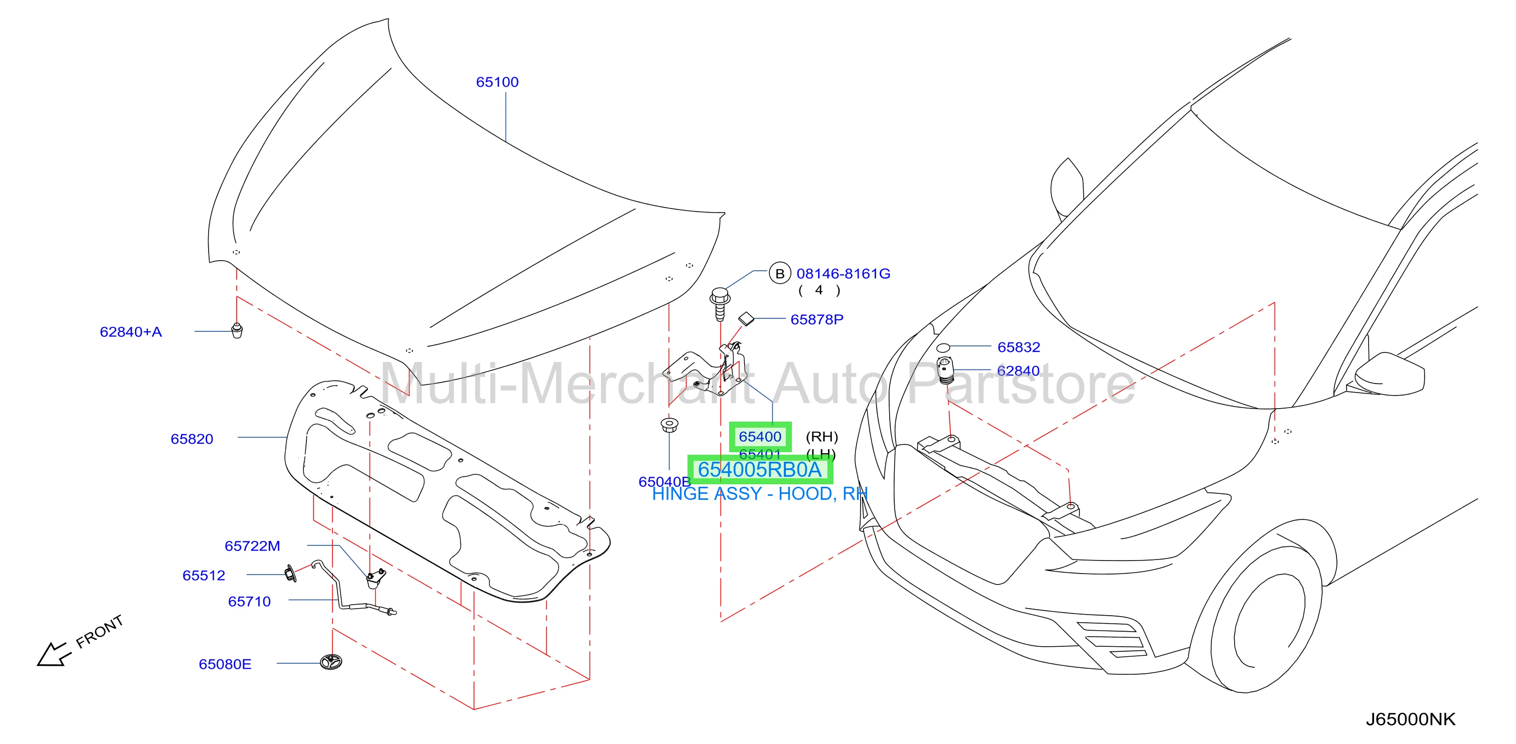 HINGE ASSY - HOOD, RH