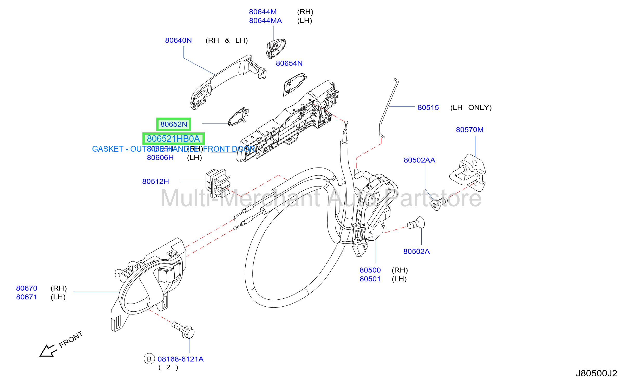 GASKET - OUTSIDE HANDLE, FRONT DOOR
