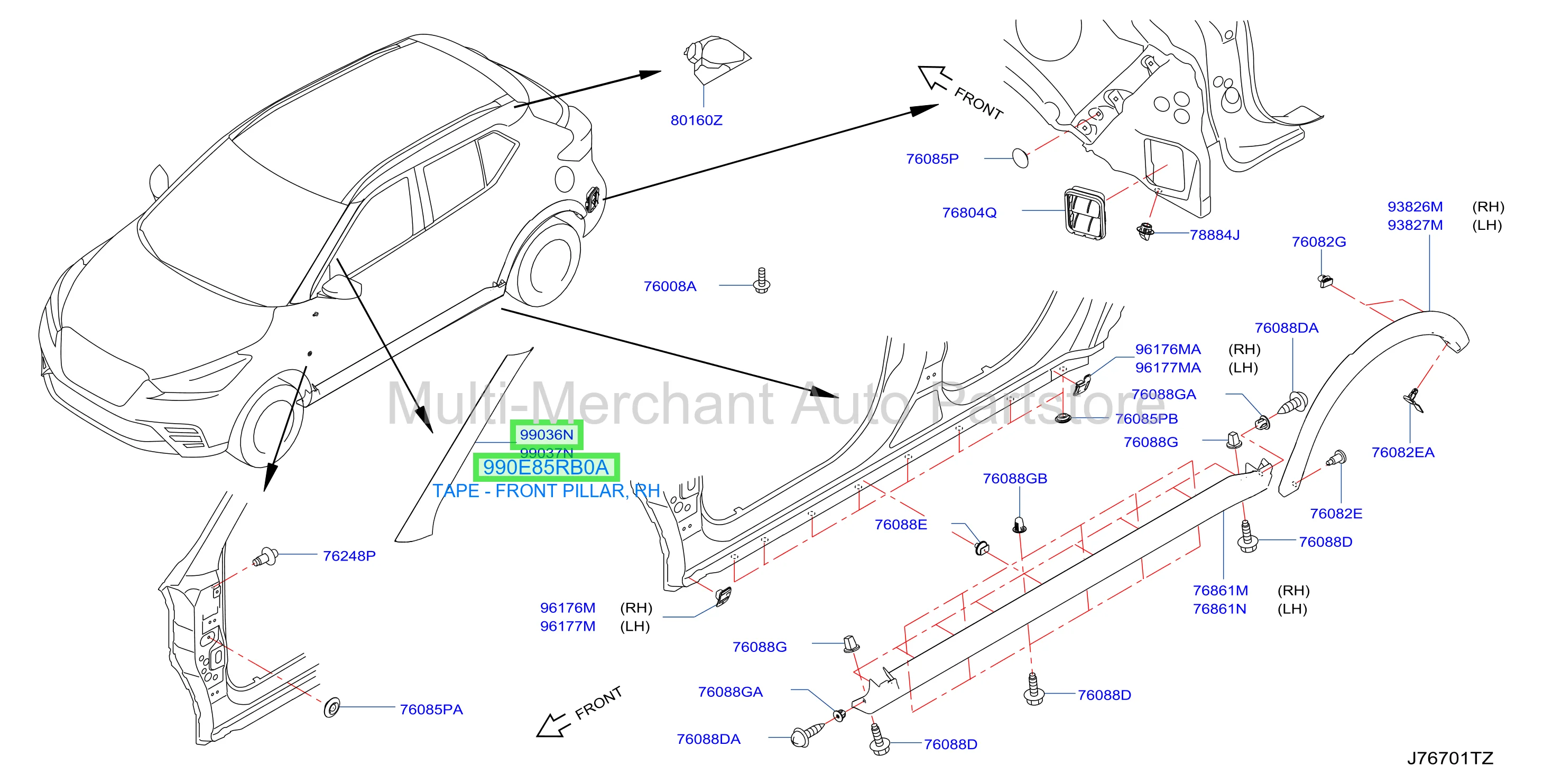 شريط امامي عمود يمين