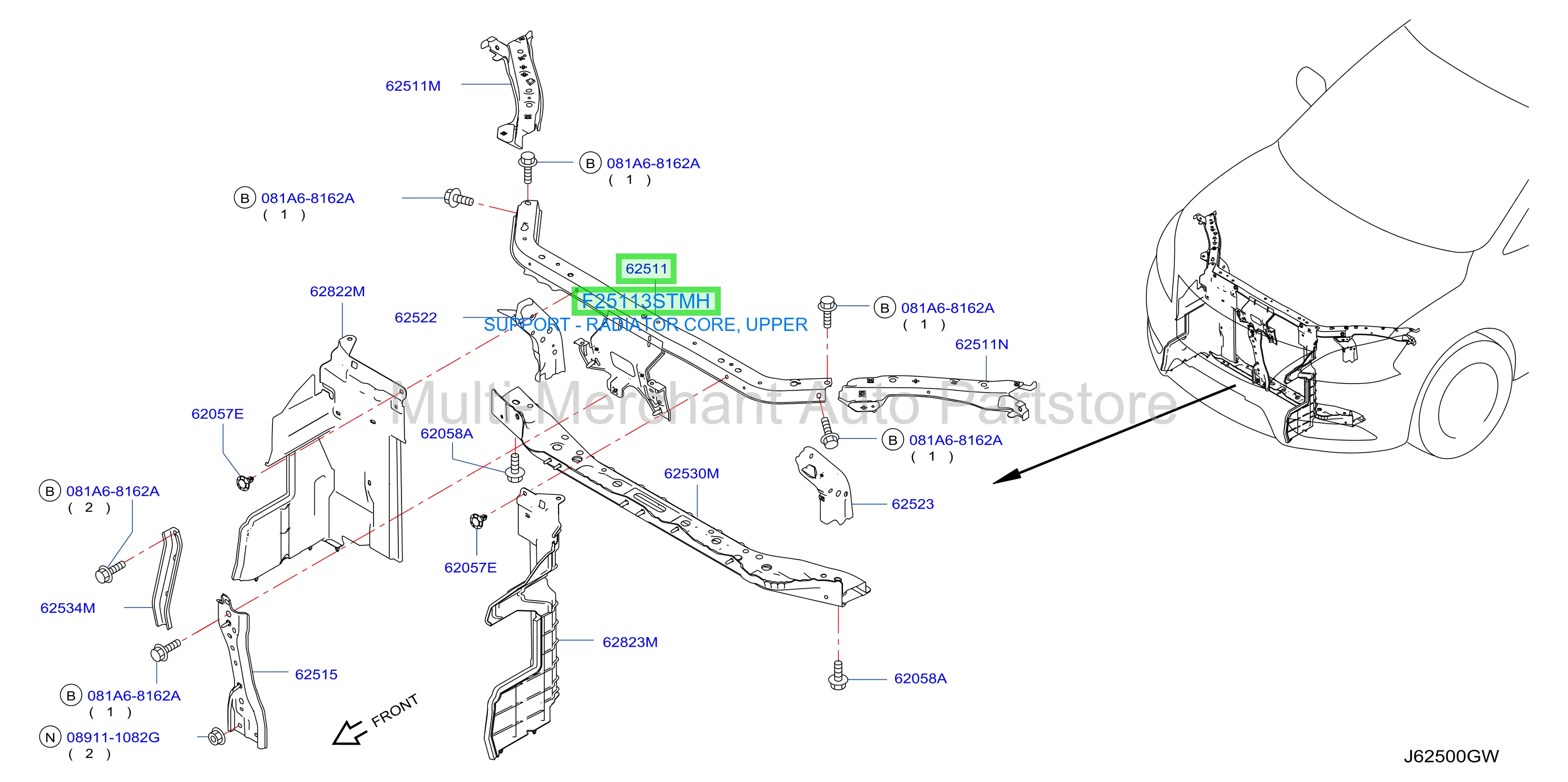 SUPPORT - RADIATOR CORE, UPPER