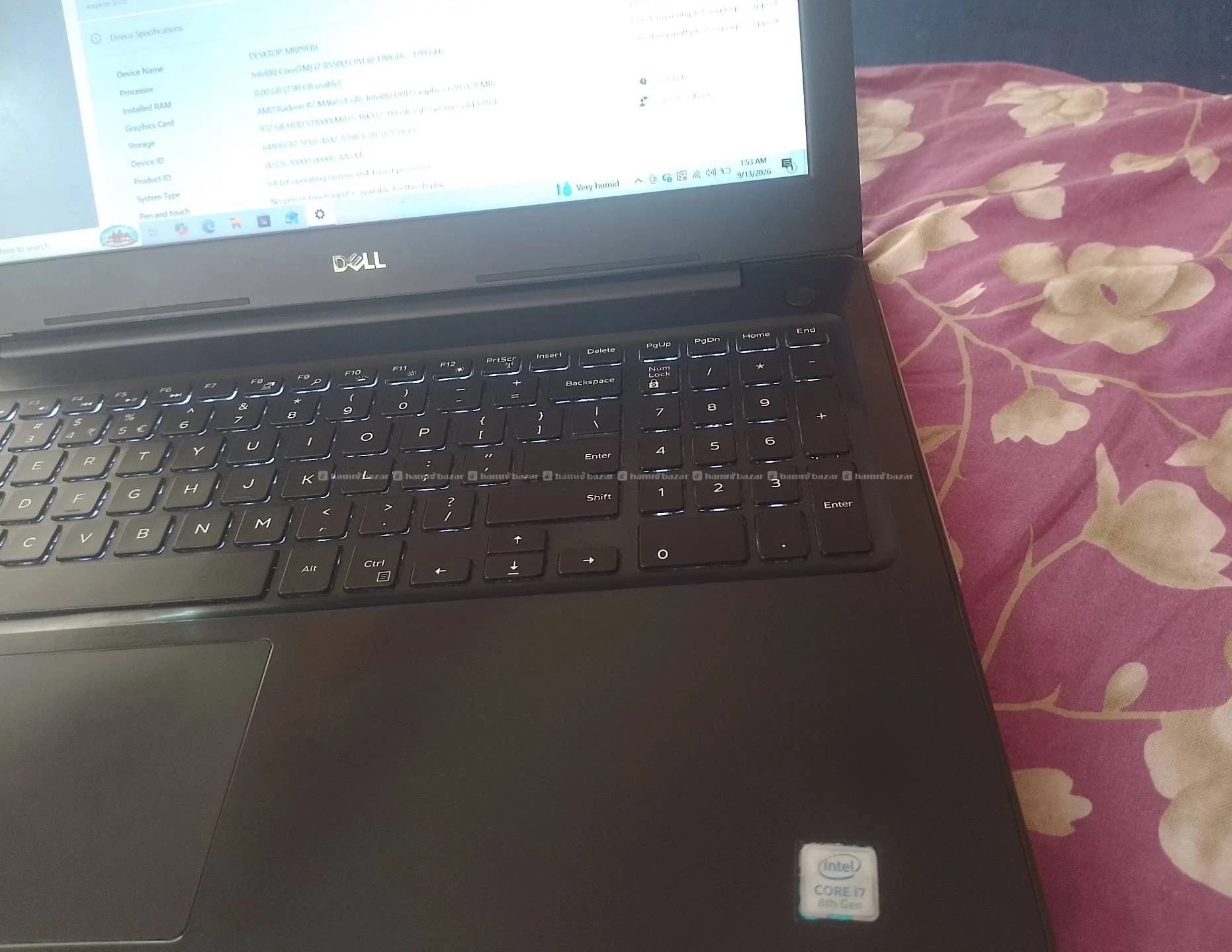 Dell i7 8th gen laptop urgent on sale 3