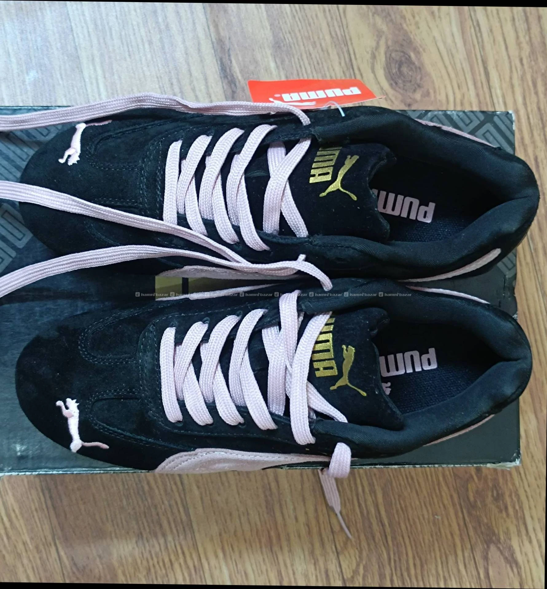 Pumaspeedcat black with pink line 3
