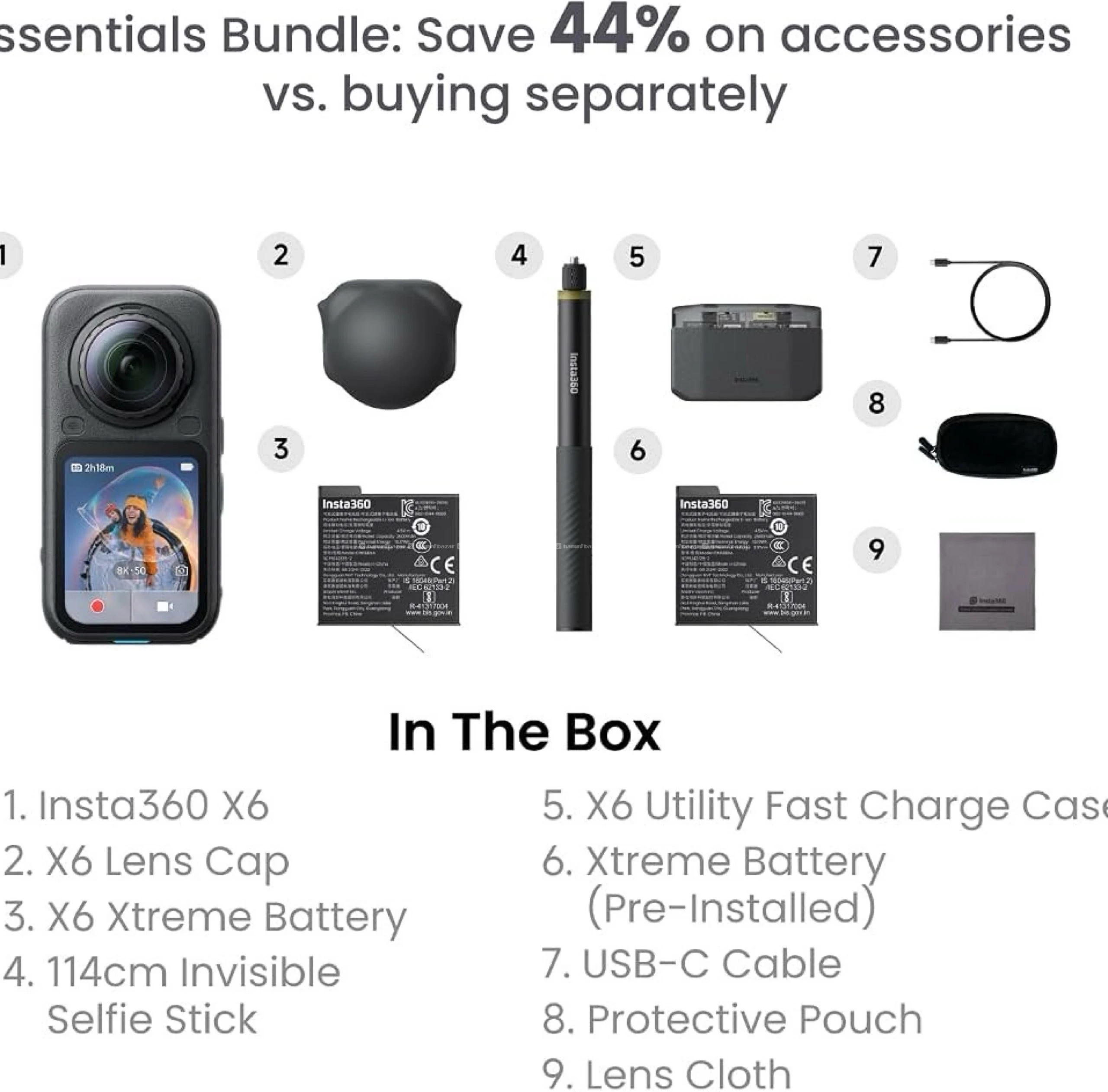 Insta360 X6 Esseintials Bundle
(All Bundles also) 3