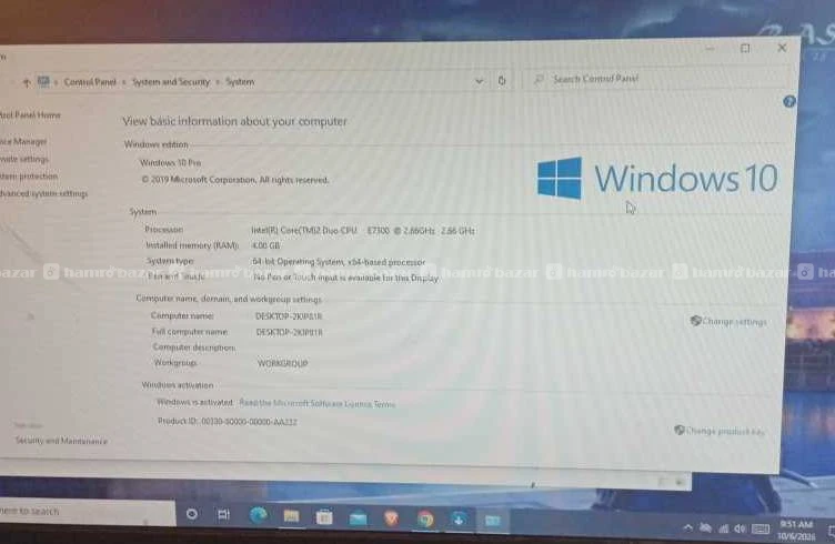 Processor : intel(R) core @2.66Hz
(RAM):4.0GB