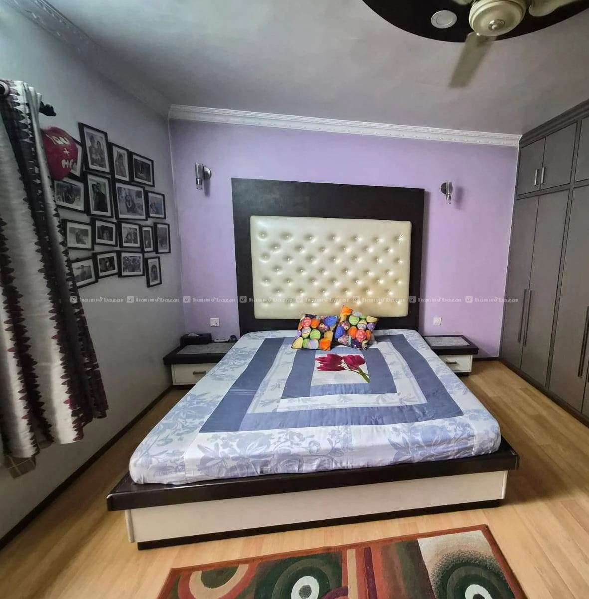 Bed King Size with 2Side Table & Mattress included