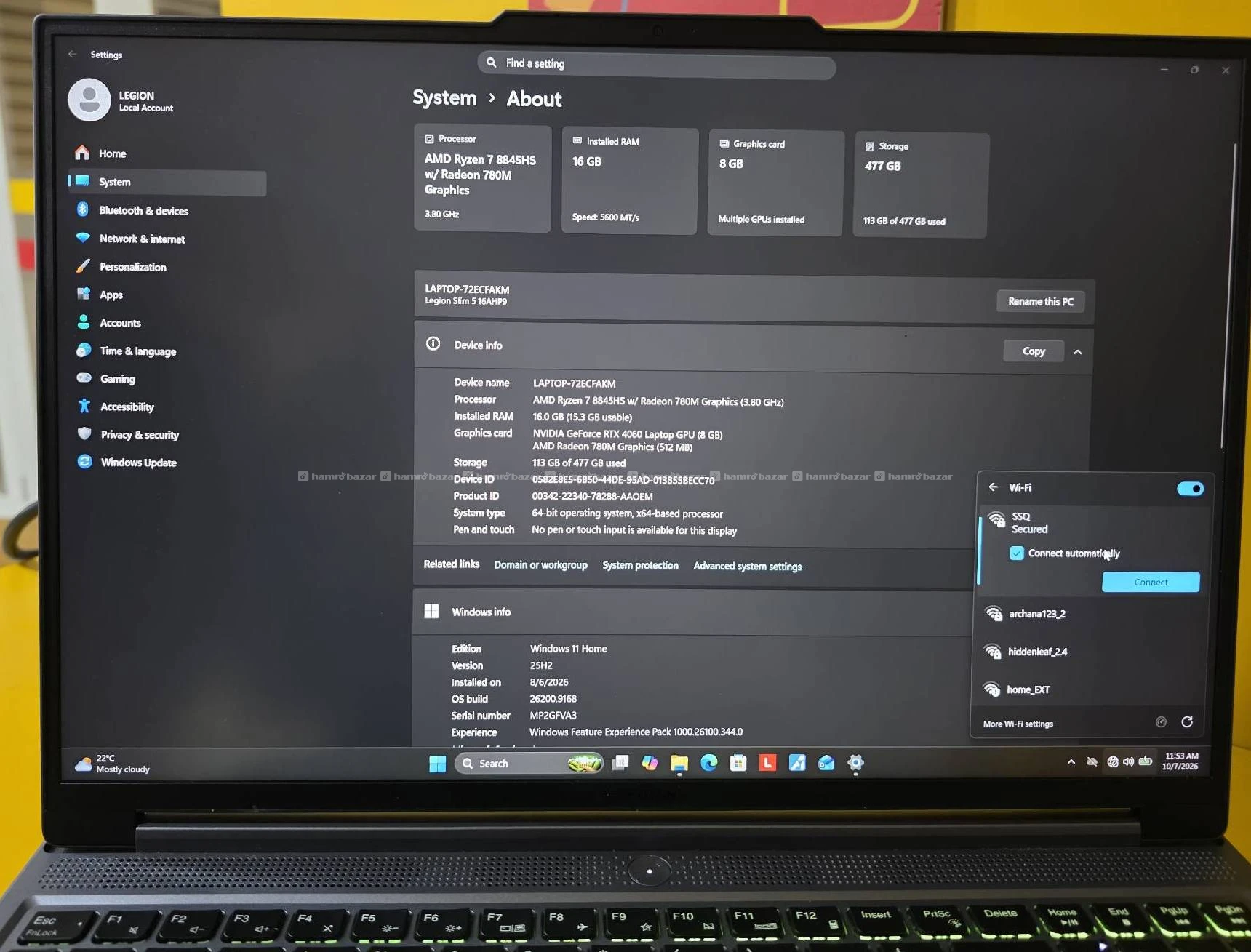 Lenovo Legion 5 (Ryzen 7/ RTX 4060 8GB / 16GB RAM) 2