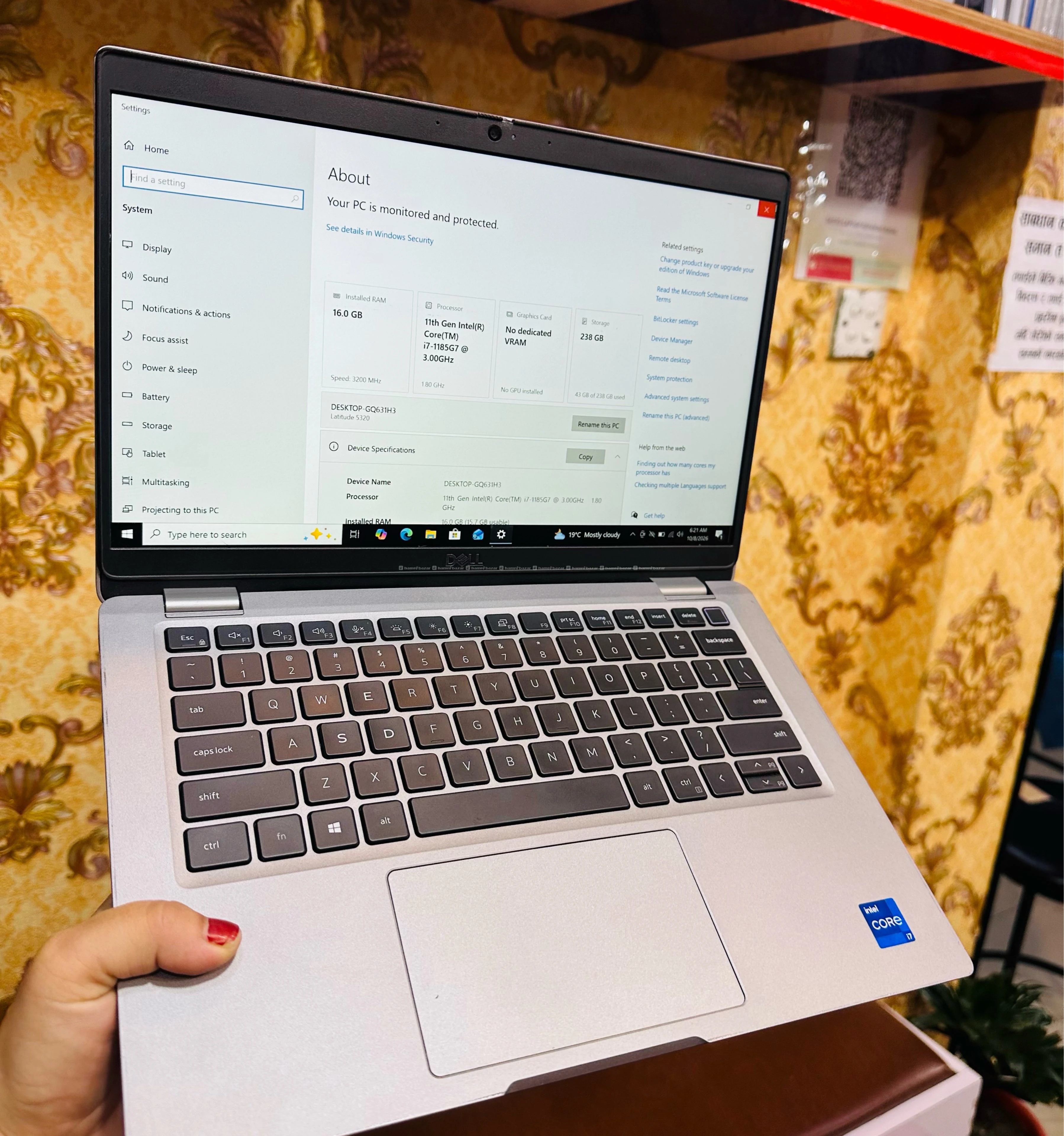 Dell i7 processor 11th gen 16gb ram 256ssd 4