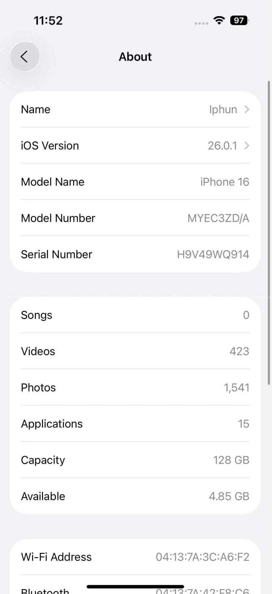 Iphone 16 128gb non Open set 90bh sim not working 4