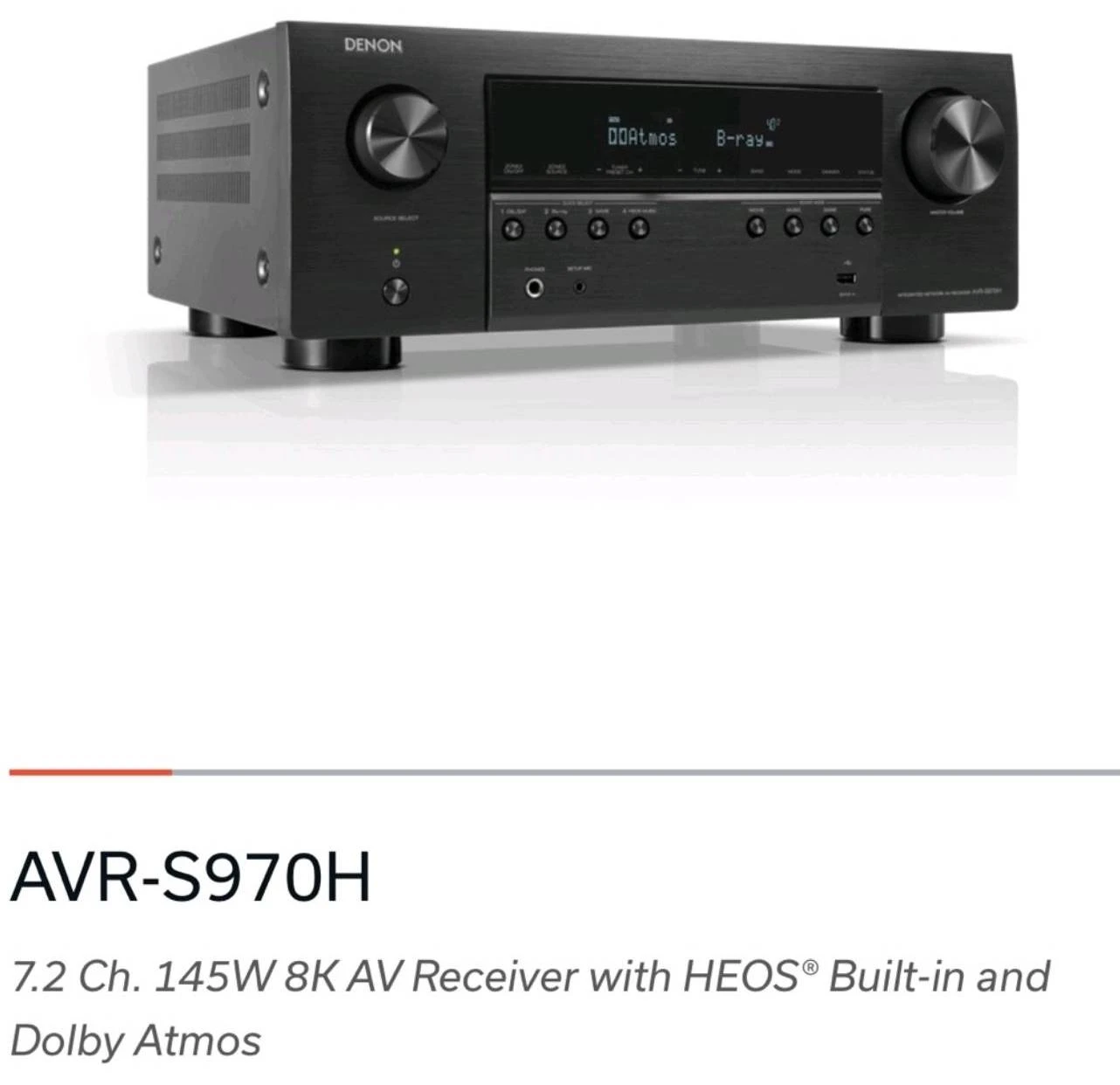 DENON AVR-S970H 7.2 CH 8K UHD AV 145W DOLBY ATMOS