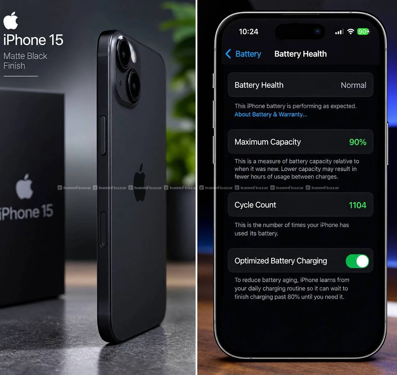 Iphone 15 mat black 90₹ battery health