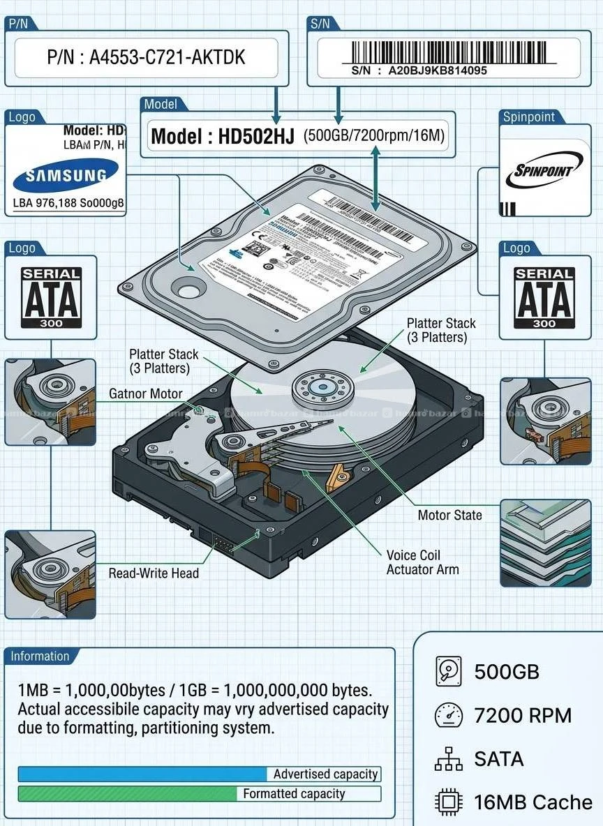 Samsung 500GB Desktop Hard Disk 7200 RPM/SATA/3.5" 2