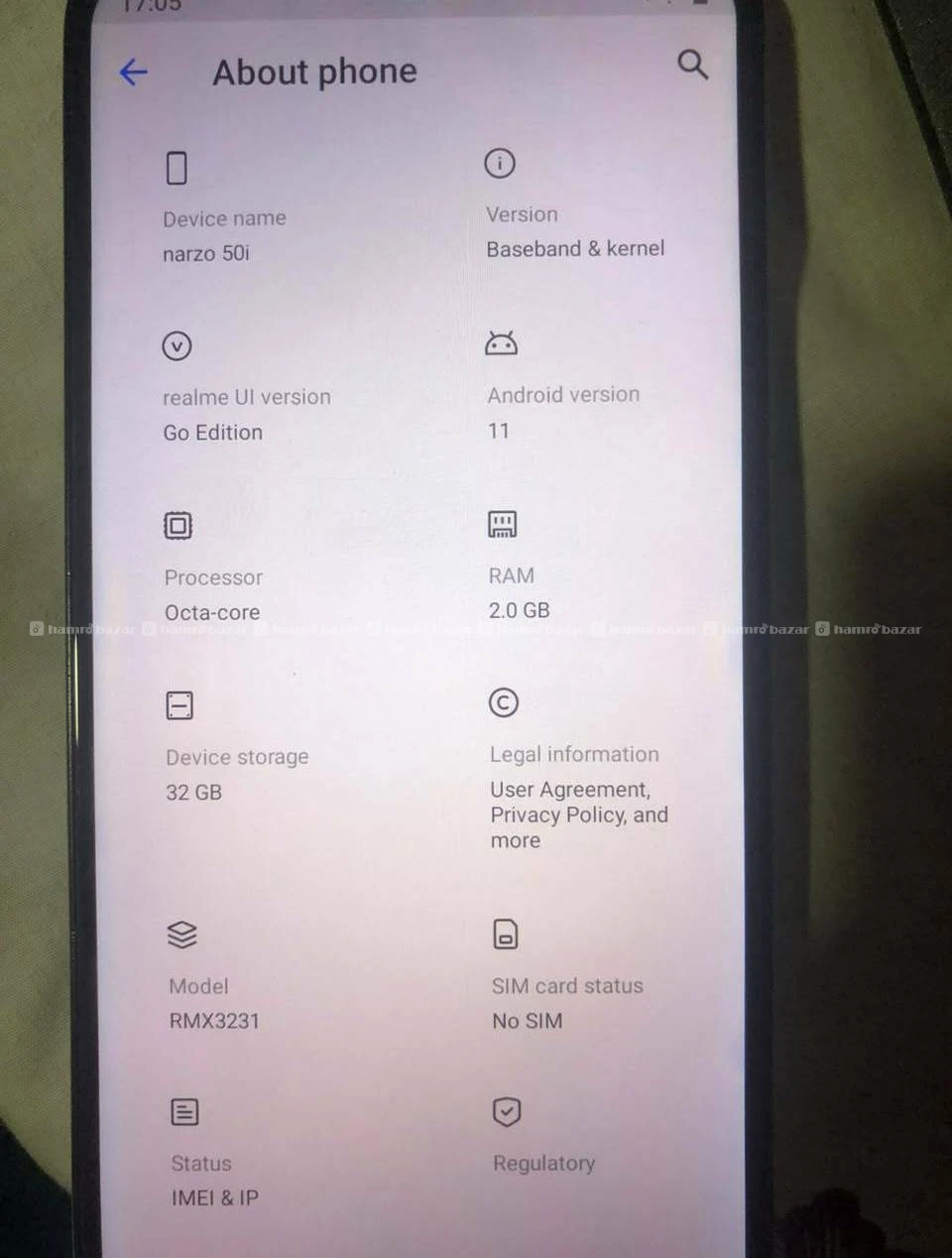 Realme narzo 50i 2/32 full working face lock