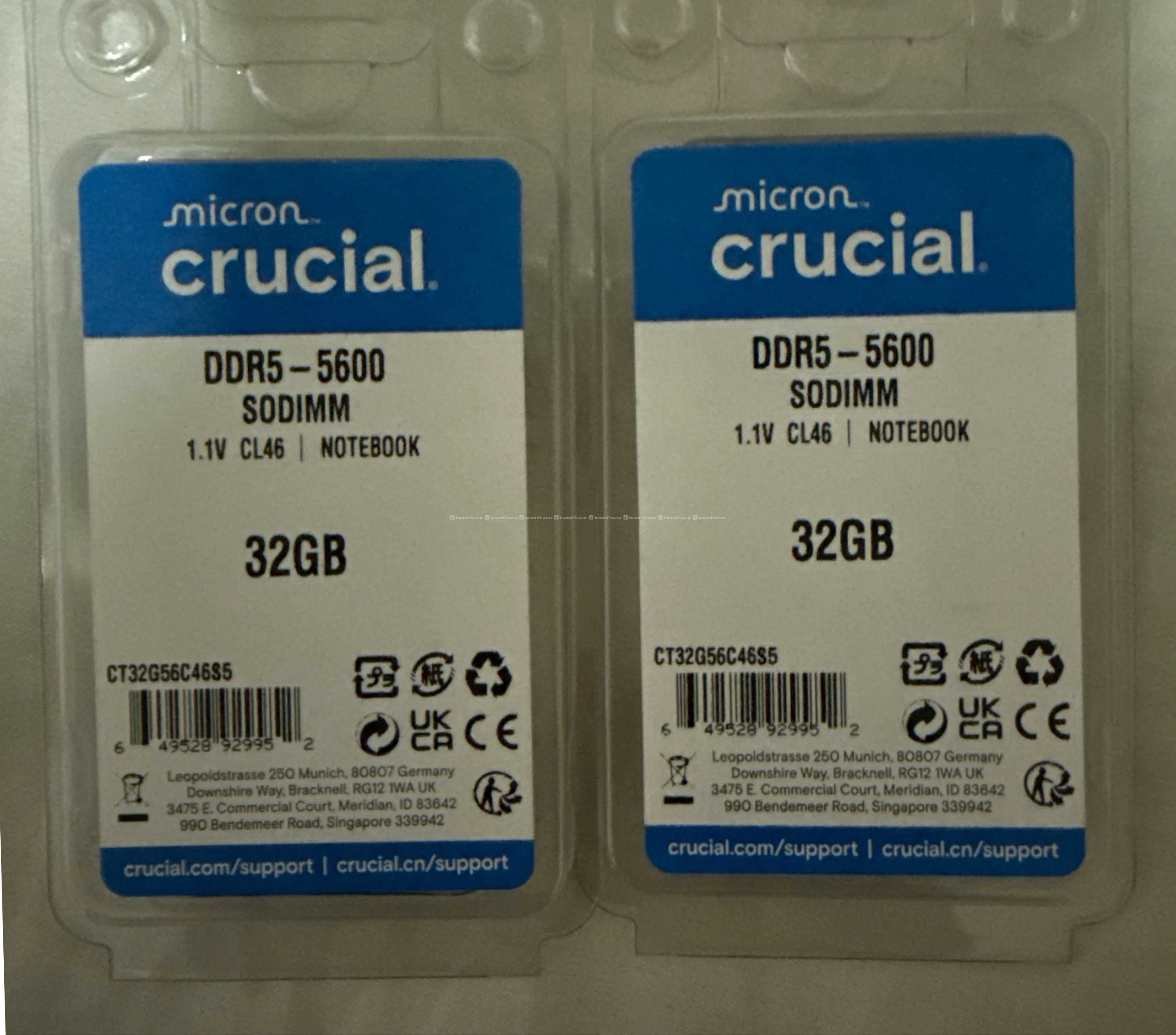 Crucial DDR5 SODIMM 5600MHz CL46 Laptop Memory
