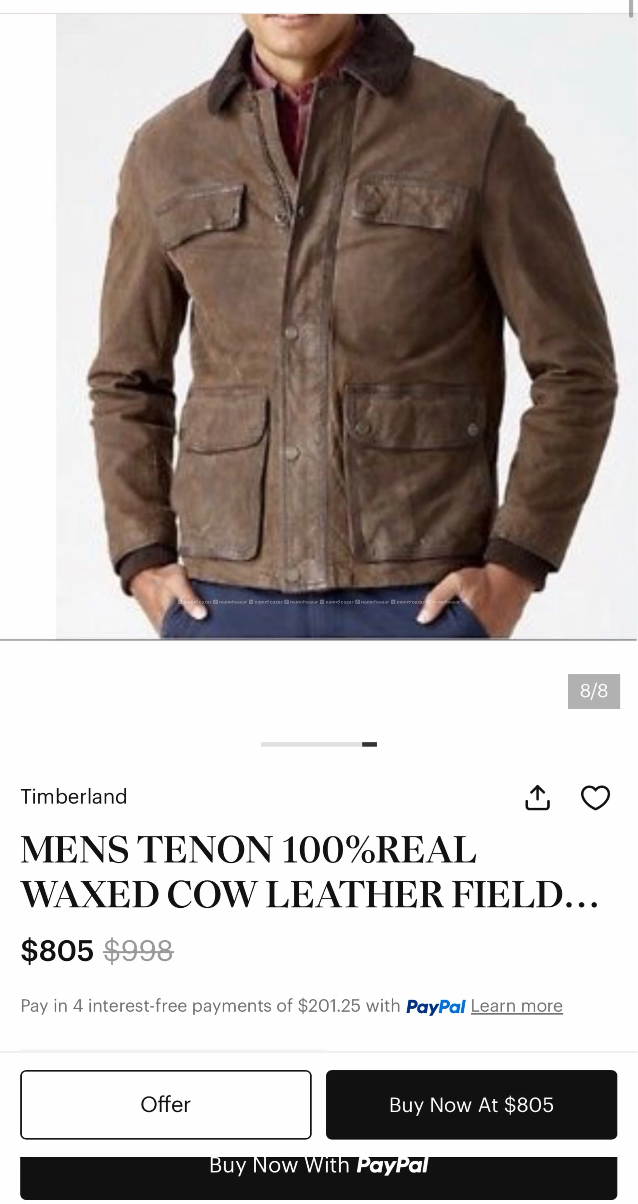 TIMBERLAND MENS TANON WAXED LEATHER JACKET 2