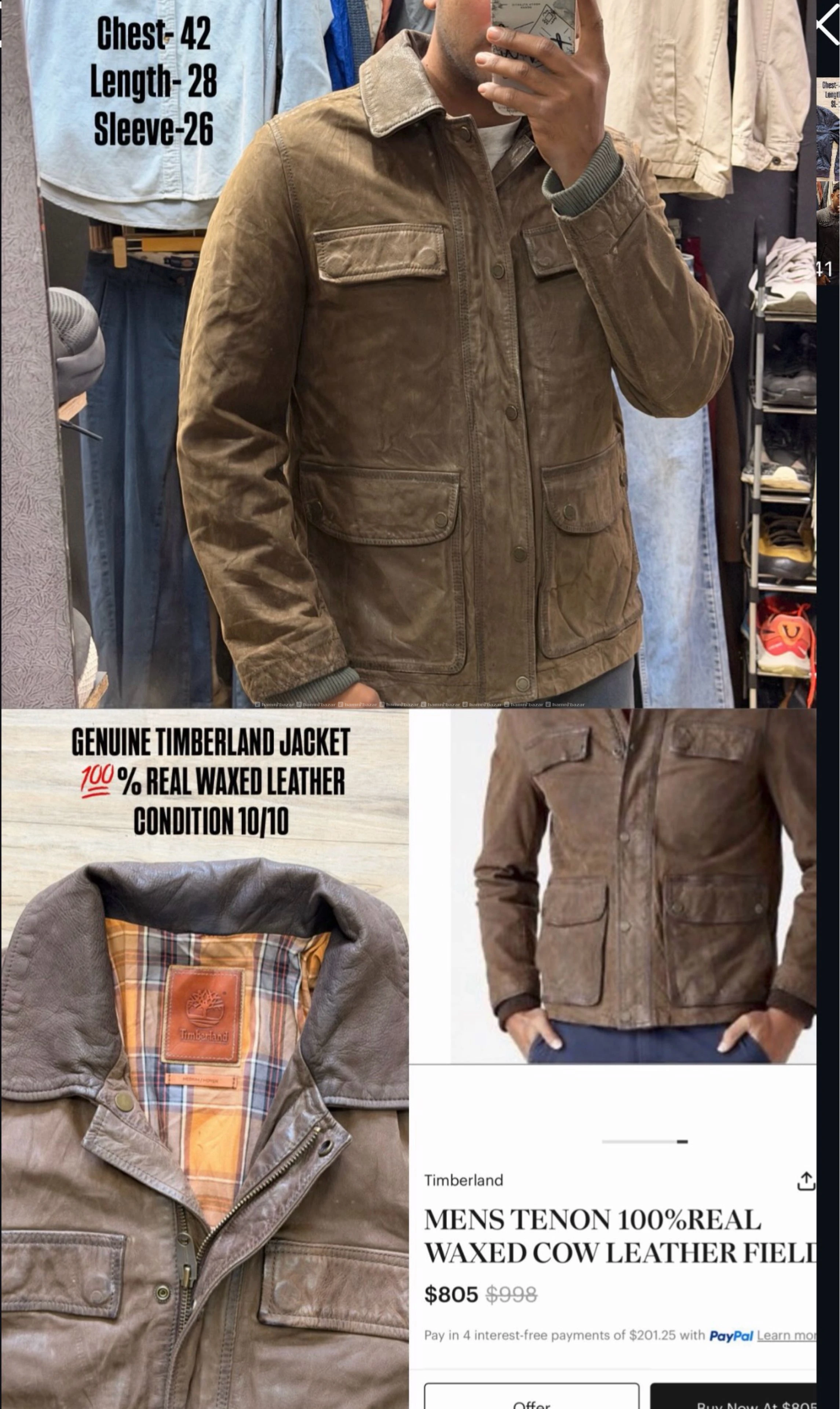 TIMBERLAND MENS TANON WAXED LEATHER JACKET 5