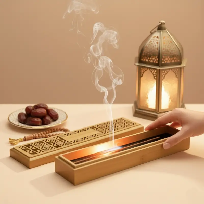 Bakhoor Burner with Bamboo Storage Box
