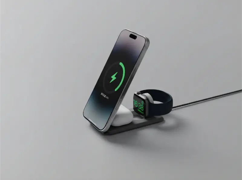 Compact Foldable 3-In-1 Wireless Charger
