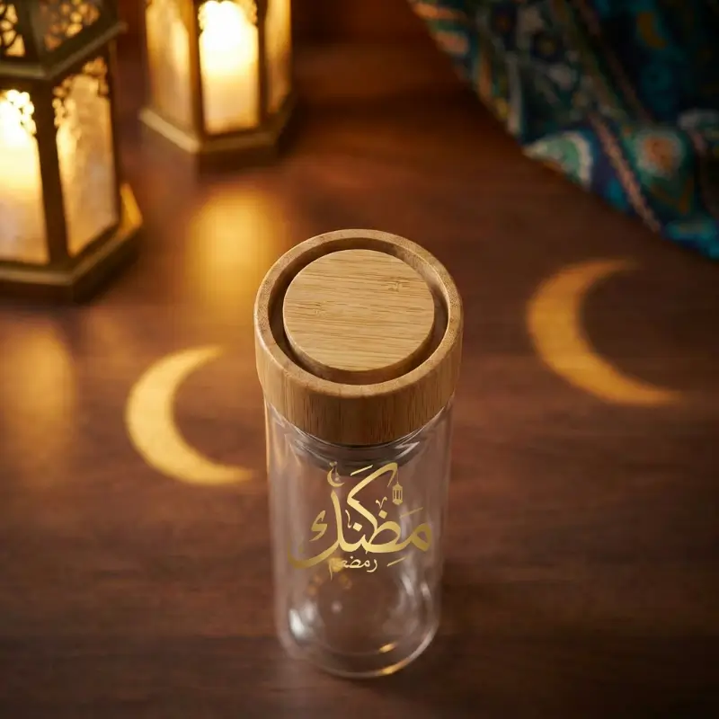 Double-Wall Glass Bottle with Bamboo Lid & Tea Infuser
