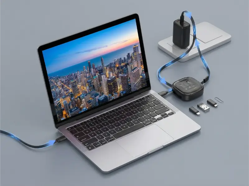 Retractable 60W Fast Charging And Data Cable Set