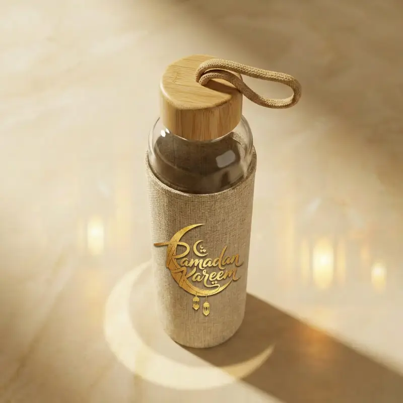 Glass Bottle with Bamboo Lid & Eco-Friendly Sleeve – 500 ml