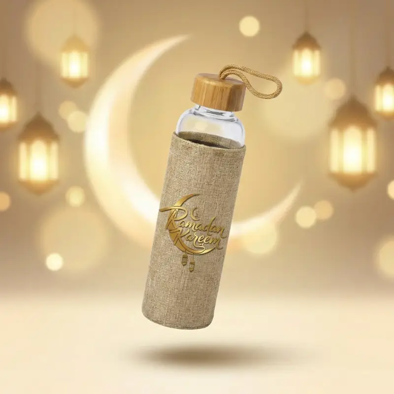 Glass Bottle with Bamboo Lid & Eco-Friendly Sleeve – 500 ml