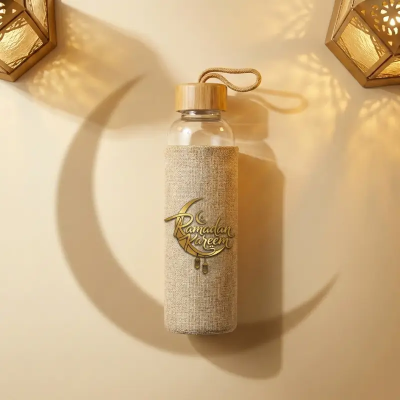Glass Bottle with Bamboo Lid & Eco-Friendly Sleeve – 500 ml