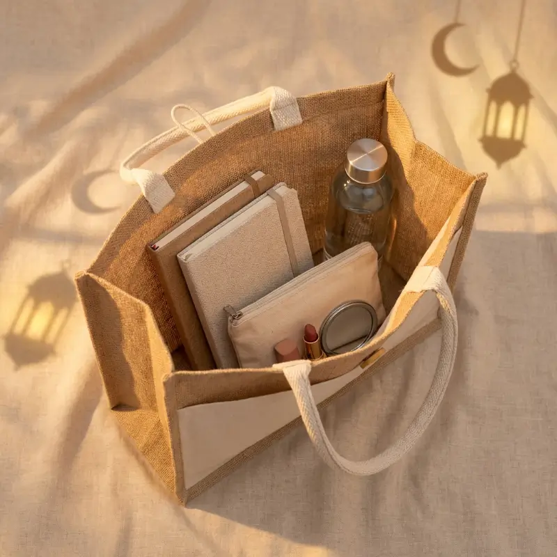 Jute Bag with Cotton Pocket & Handle