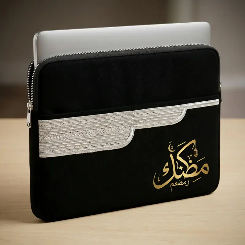 Laptop Sleeve Zipper Pouch with Tassel – Arabic Bisht Embroidery