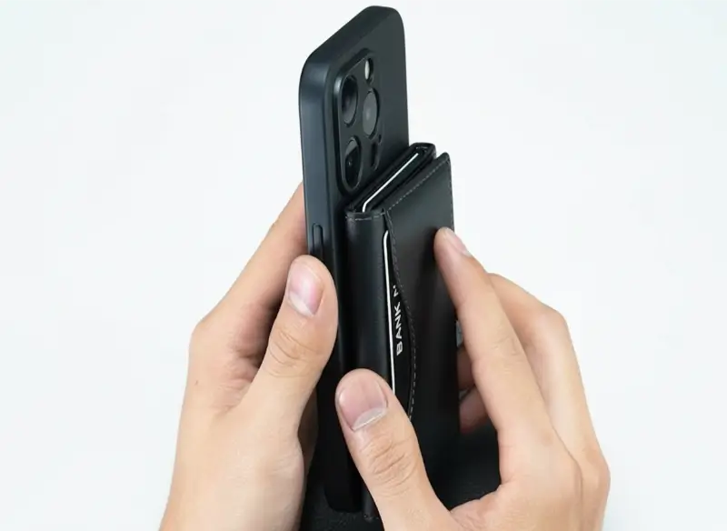 Slim PU Leather Card Holder with MagSafe Attachment