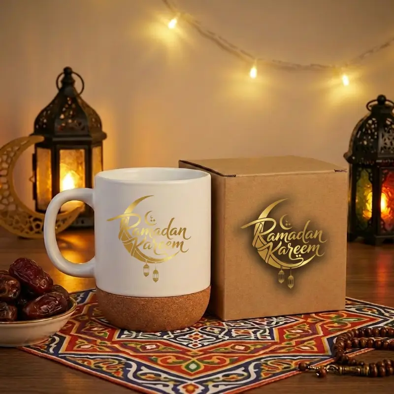Ceramic Mugs with Lid and Cork Base