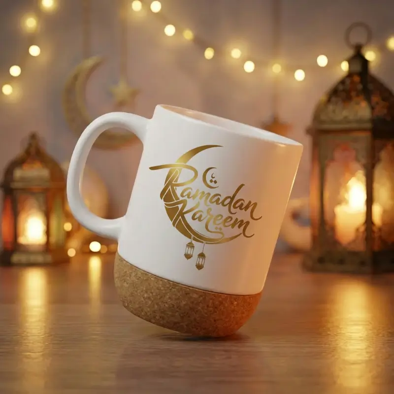 Ceramic Mugs with Lid and Cork Base