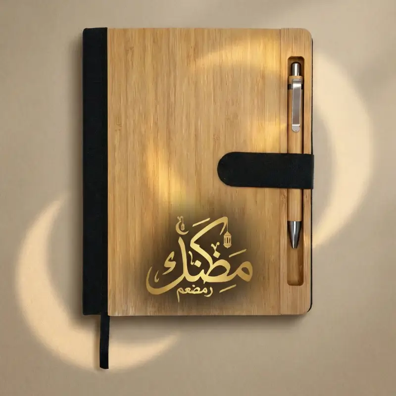 A5 Size Bamboo and RPET Notebook with Bamboo Pen and Pen holder