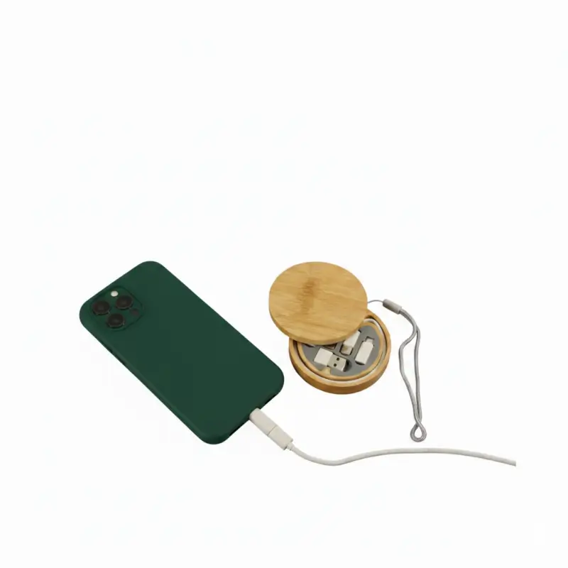 Bamboo Charging cable set Round