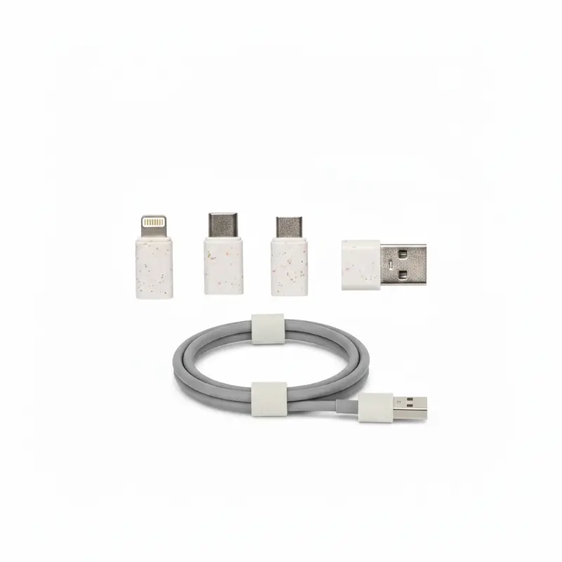 Bamboo Charging cable set Round