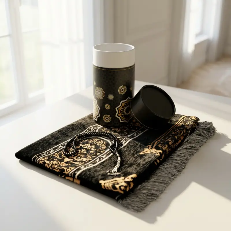 Prayer Mat with Tasbih in Tubular Box