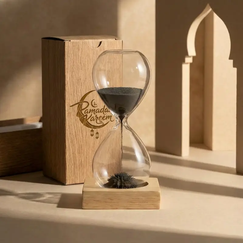 Magnetic Sand Timer with Wooden Base