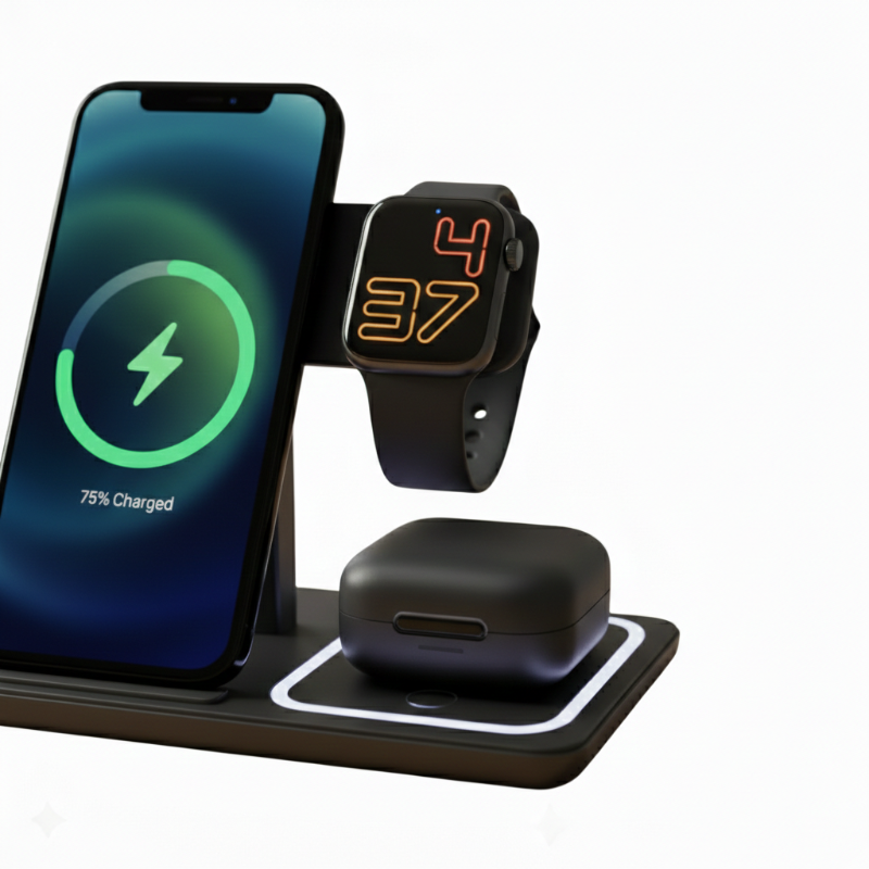 Foldable LightUp 3-in-1 Wireless Charging Station