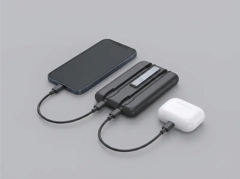 10000mAh Mag Wireless Powerbank with Inbuilt Cables
