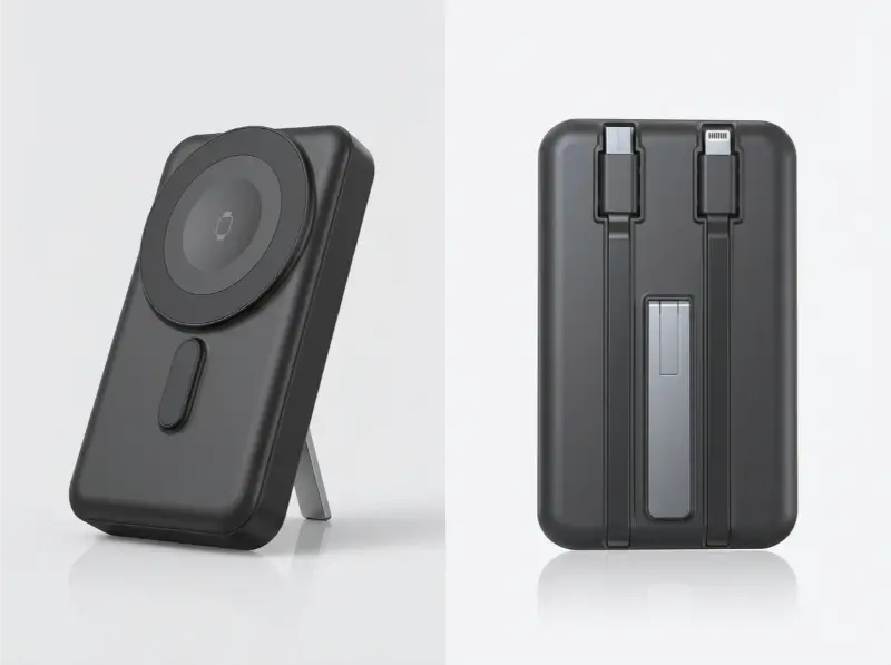 10000mAh Mag Wireless Powerbank with Inbuilt Cables