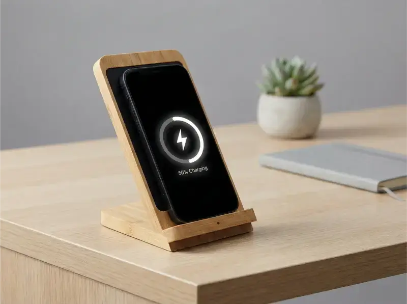 15W Eco-Friendly Bamboo Wireless Charger Stand